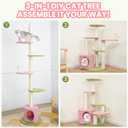 Max & Marlow Cat Tree Floor to Ceiling Cat Tower Height 95-108" Adjustable Kitten Tree Tall Climbing Tree with Carpet Scratching Post and Mat Cat Pole for Indoor Cats, Pink