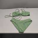 Sexy Bikini Set High Cut Swimsuit Set for Women Tie Knotte Bathing Suit 2 Piece, Green, Medium Size