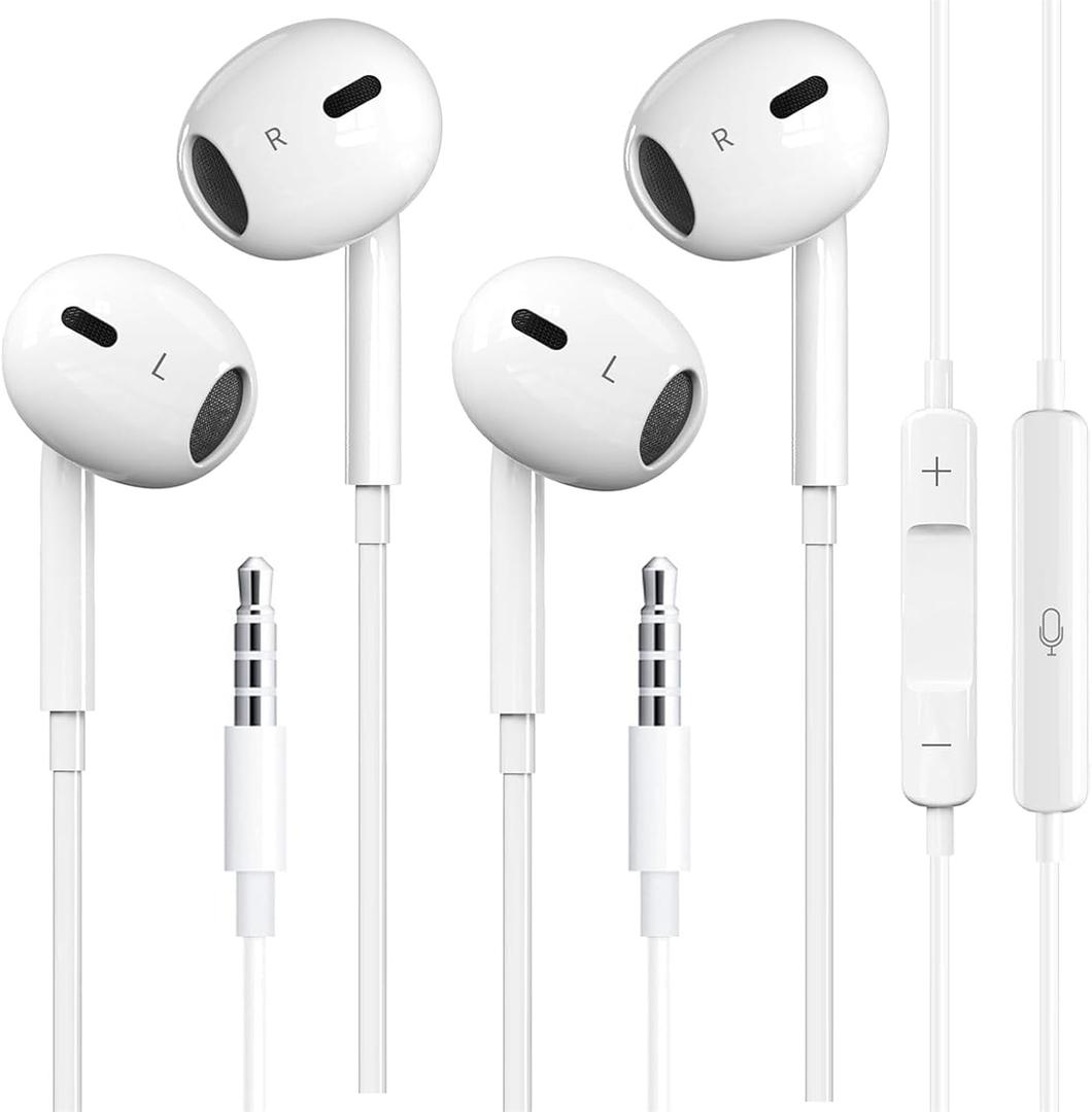 2 Pack Wired Headphones for iPhone Earbuds with 3.5mm Plug Earphones Built-in Microphone & Volume Control Compatible with iPhone/ipad/Android/Computer and Other 3.5mm Jack Devices