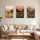 YUFEIART 3 Piece Boho Mountain Landscape Framed Wall Art Set of 3 16x20
Oak Wood Framed Wall Decor, Colorful Wildflower Mountain Prints, Boho Landscape Art for Living Room Bedroom or Office