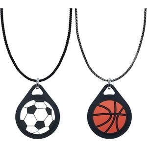 2 Pack Kids Necklace Holder for Airtag 2nd & 1st - Metal & Nylon Chains, Silicone Sports Necklace for Boys