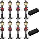Shappy Christmas Lamp Post Village Accessories Mini Street Lamp Dollhouse Streetlight Models Miniature Street Lamp Decorative Street Lights for DIY Garden Dollhouse Village Pathway (8 Pack)