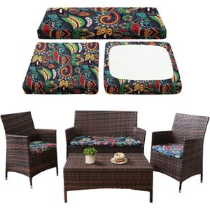Waterproof 3-Piece Patio Sofa Cushion Cover Set - Replacement Covers for Outdoor Wicker Furniture, Bench & Seat Cushions (Rococo)