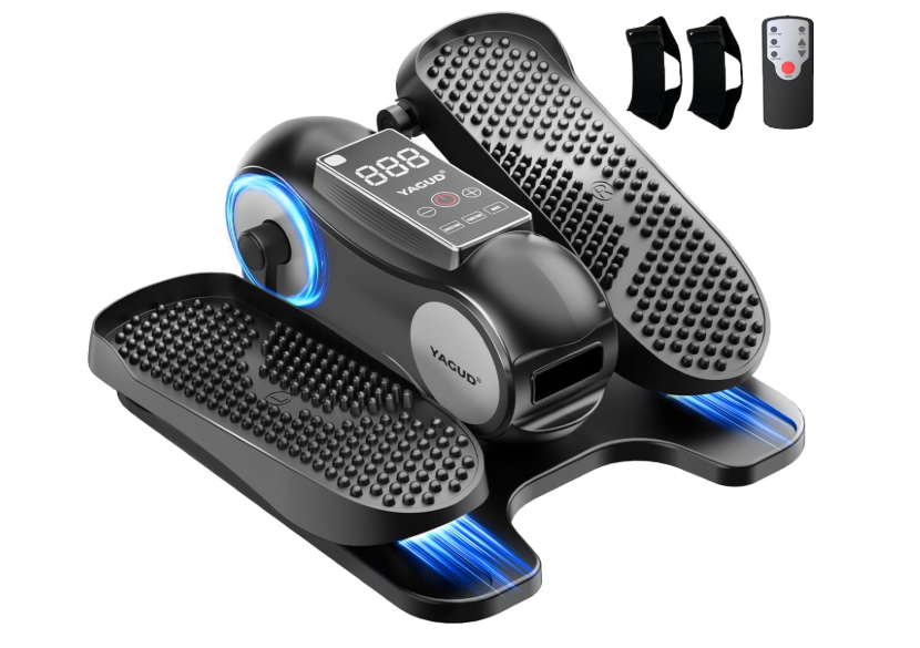 Yagud Under Desk Elliptical Machine, Elliptical Leg Exerciser as Seen on TV | Portable Quiet Electric Seated Pedal, 12 Adjustable Speed, Manual & Auto Mode, Remote Control, Gift for Senior Women & Men