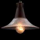Vintage Farmhouse Glass Pendant Light Fixture 9 Inch Industrial Clear Ceiling Hanging Light with Walnut Wood lamp Holder for Kitchen Island Hallway Bar Dining Room Bedroom Foyer（3 Pack）