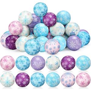Libima 36 Pcs Snowflake Stress Balls Bulk Winter Foam Squeeze Balls 2 Inch Snowball Sensory Toys Stress Relief Snowball Toys Gifts for Winter Holiday Christmas Party Favors Bag Filler Stuffers