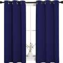 NICETOWN Halloween Pitch Black Solid Thermal Insulated Grommet Blackout Curtains/Drapes for Bedroom Window (2 Panels, 42 inches Wide by 63 inches Long, Navy Blue)