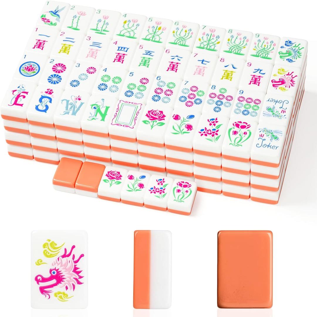 American Mahjong Set  Monet Garden-Themed 160 Acrylic Tiles, Includes Dice & Instruction Manual, Elegant Portable Game, 1.25" Standard-Size