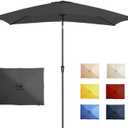 6.5x10FT Rectangular Patio Umbrella with Push Button Tilt & Crank Lift for Garden,UV Protection Outdoor Umbrella for Deck,Pool and Yard,Grey