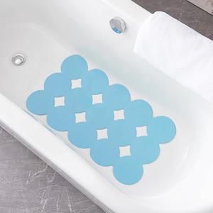 Patented Webos Non Slip Bathtub Mat Shower Mat Bath Mat Tub Mats with Strong Suction Cups Soft Natural Rubber Bath Mat for Inside The tub (Circle-Blue, 28x16 inch)