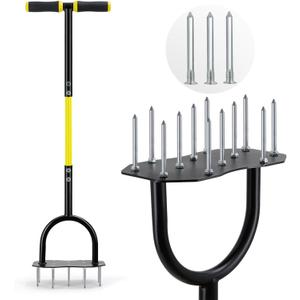 Jardineer Lawn Aerator Spike Tool, Updated 36" Metal Grass Aerator with Longer Spikes, Pre-Assembled Manual Yard Aerator for Lawn Aeration, Soil Aerating