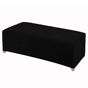 LUSHVIDA Stretch Ottoman Slipcover  Velvet Rectangle Stool Cover Soft Furniture Protector with Elastic Bottom