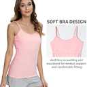 2 Pack Cotton Women's Camisole with Shelf Bra Adjustable Strap Tank Tops Soft Undershirts Layering Tops Size M Pink And White