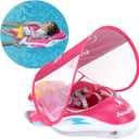 Swimbobo Baby Pool Float Inflatable Spaceship Infant Swim Float with Cloth Safety Seat Pool Toys for Kids 6-36 Months(Red, Large)