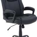 Amazon Basics Classic Puresoft PU Padded Mid-Back Height Adjustable Office Computer Desk Chair with Armrest, 26"D x 23.75"W x 42"H, Black