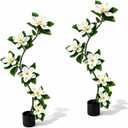 Solacevue 4.6 FT Magnolia Tree Artificial with 6 White Flowers, 2 Pack