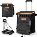 Odoland 48/72 Cans Soft Cooler with Wheels and Handle Collapsible Ice Chest Rolling Coolers on Wheels for Beach Camping Travel and Picnic. Size 48 Cans