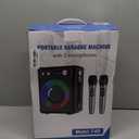 VOSOCO Karaoke Machine, Portable Bluetooth Karaoke Speaker with 2 Wireless Microphones, PA System for Adults Kids with LED Lights & Echo Adjustment, Supports TWS/TF/USB/AUX for Home Party (T03-2 MICS)