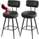 Bar Stools Cover Waterproof PU Counter Height Barstool Covers with Back Modern Round Counter Stools Slipcovers Kitchen Height Chairs Cover for Bar Pub Cafe 2 Pack Black