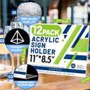 Aheroi 12Pcs Acrylic Sign Holder 8.5 x 11, Horizontal Clear Sign Holders 8.5 x 11, L-Shape Acrylic Paper Holder, Plastic Sign Holder Paper Holder Display Stand for Menu Document Picture Frames
