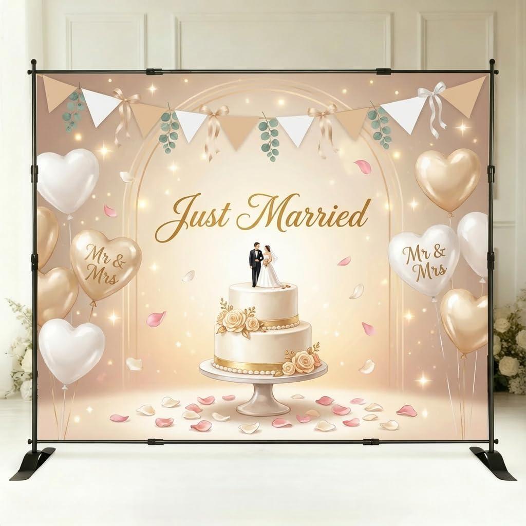 Backdrop Stand 10x8ft(WxH), Portable Photo Studio Background Stand Support Kit with Carrying Bag, Height Adjustable Banner Stand for Party, Wedding, Step and Repeat Stand for Photo Booth