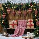 Soulchen Brown 8 Pcs 5.1 Inch Shatterproof Finial Christmas Ornaments Rustic Finial Vintage Ornaments Xmas Hanging Decor Christmas Tree Decorations for Holiday Farmhouse Home Decoration