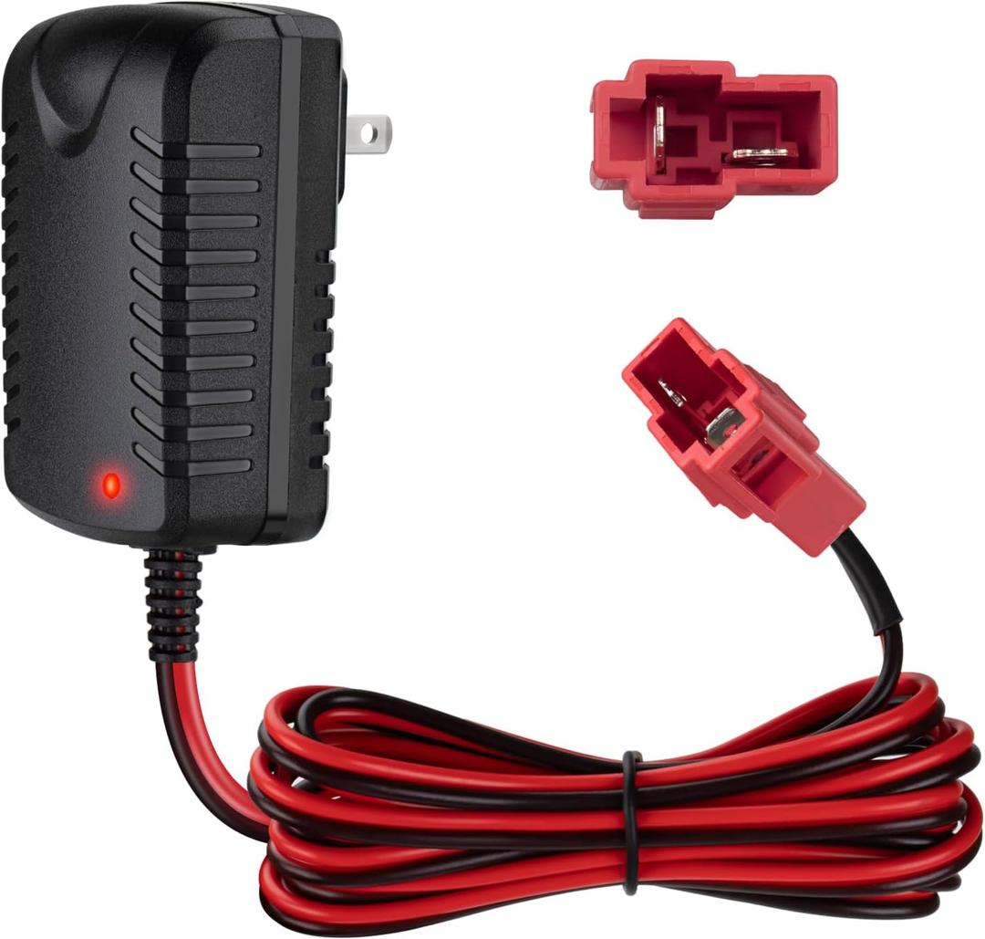 12V Battery Charger for Ride On Toys Fit for ATV Mercedes Benz Truck Car Power Wheels Charger 12V Electric Car Riding Toy Battery Power Adapter Red Square Plug