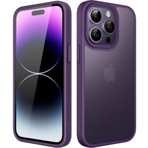 JETech Matte Case for iPhone 14 Pro Max 6.7-Inch, Shockproof Military Grade Drop Protection, Frosted Translucent Back Phone Cover, Anti-Fingerprint (Deep Purple)
