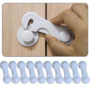 Child Proof Cabinet Locks for Baby Safety, 10 Pcs Baby Proofing Cabinet Locks with Adhesive for Drawer Cupboards Fridge Closet and Pantry, Door Latch for Protecting Kids Toddler (White-10PCS)