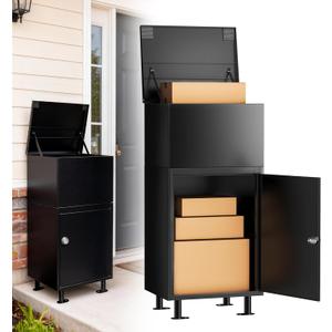 Parcel Drop Boxes for Outside, Extra Large Package Delivery Boxes with Secure Storage, Anti-Theft Galvanized Steel, Waterproof Package Delivery Box for Outdoor Porch with Password Lock (Black)
