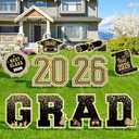 2026 Graduation Decorations Yard Signs 10PCS Black and Gold Congrats Grad Lawn Decorations with Stakes, Graduation Party Supplies, Large Outdoor Graduation Party Decor for High School & College