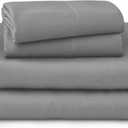 Welhome 100% Cotton Percale 4-Piece King Size Solid Bed Sheets Set, 1 Fitted, 1 Flat Sheet with 2 Pillowcases, Gray