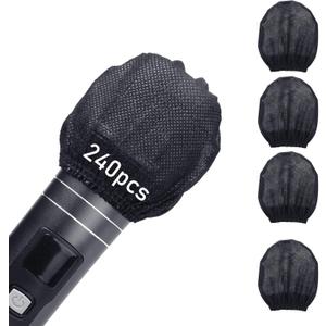 240pcs (120 pairs) Mic Covers Disposable Non-Woven, Individually Wrapped Mic Cover For Sanitary Mic Covers Disposable For Mic Microphone Windscreen & Pop Filters, Black