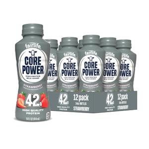 Core Power Elite High Protein Shake, Strawberry, 42g Bottle, 14oz, 12 Pack (EXP 12/29/26)