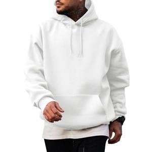 JMIERR Men Sweatshirts Front Collar Comfy Simple Plain Long Sleeve Drawstring Hoodies for Men with Pocket Pullover Casual Fashion Winter Autumn Shirt Big and Tall Sweater White 3XL