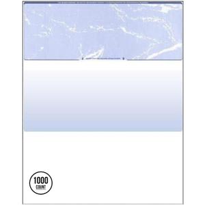 Compuchecks Check on Top Blank Check Paper - 1000 Pack, Quick-Books & Laser Printer Compatible - Security Business Checks with Voucher - 8.5" x 11" Blue Marble