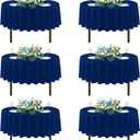 sancua Navy Blue Round Tablecloths 70 Inch, 6 Pack - Circle Fabric Cloth Table Cloths for Wedding Party Banquet Birthday, Washable Polyester Table Cover (Fit 20-58 Inch Tables)