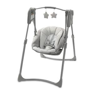 Graco Slim Spaces Compact Baby Swing, Space Saving Portable Bay Swing with Height Adjustable Legs & Soft Toys, Reign