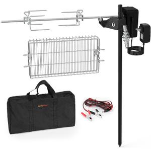 only fire Outdoor Open Flame Camping Grill, Campfire Cooking Accessories, Cooking over Any Grill or Fire - Include Motor, Power Adapter, Car Charging Cable and Bag