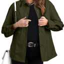 EVALESS Womens Corduroy Jackets Fashion Long Sleeve Button Down Shacket Shirt Jacket with Pockets Fall Outfits 2024 (Small, Moss Green)