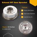 2.0 2.4L Intake/ Exhaust Camshaft VVT Gear Sprocket With Timing Chain Kit, Compatible with 2011-2019 Hyundai Sonata Tucson Kia Optima Sorento 2.0L 2.4 Engine, Replace# 24321-2G111 24370-2G750