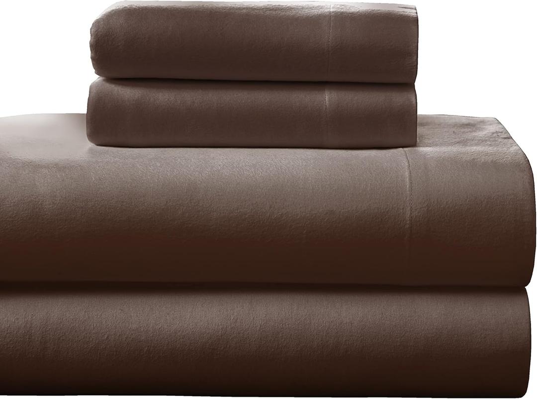 Pointehaven Heavy Weight 100-Percent Cotton Flannel 1 pc, Queen Sheet Set, Chocolate