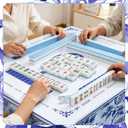 55 x 55 in Mahjong Tablecloth, Florals Card Table Mat, Multi Purpose Game Table Cover, Mahjong Party Decorations for Beginners, Lovers, Card, Board Tile Games, Poker, Dominoes (Blue)