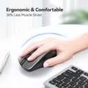 TECKNET Wireless Mouse, 2.4G Ergonomic Optical Mouse, Computer Mouse for Laptop, PC, Computer, Chromebook, Notebook, 6 Buttons, 24 Months Battery Life, 2600 DPI, 5 Adjustment Levels - Silver