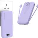 Portable Charger with Wall Plug, 10000mAh USB C Power Bank Fast Charging, External Battery Pack with Built in Cables, Digital Display, 5 Output 4 Input for iPhone Android Cell Phone Tablet