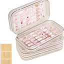 Large Tri-Fold Press On Nail Organizer Case - 4-Page Portable Storage Box for Fake Nails, Clear PET Plastic Travel Holder (63.21.8 inch) Texture