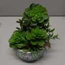 Villa Como 10 Large Succulents Plants Artificial in Ceramic Pots Potted Faux Succulent Arrangement with Black Bowl Pots Fake Desk Succulents Plants for Home Bathroom Shelf Table Indoor Decor