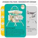 Changing Table, Portable Baby Changing Table with Wheels, Upgraded Foldable Diaper Changing Station with 5-Level Adjustable Height & Large Nursery Organizer Storage for Newborn Infant (Beige)