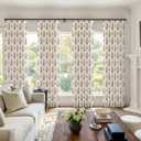Floral Pinch Pleated Linen Curtains for Living Room Bedroom Dining Room, Light Filtering Memory Trained Luxury Block Print Farmhouse Pleat Drapes with Hooks, Pink & White, 40"W x 96"L,2 Panels