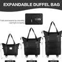 Expandable Rolling Duffle Bag - Large Carry-On With Spinner Wheels, Foldable Weekend Travel Bag, 28-58L CapacityBackpack-Black